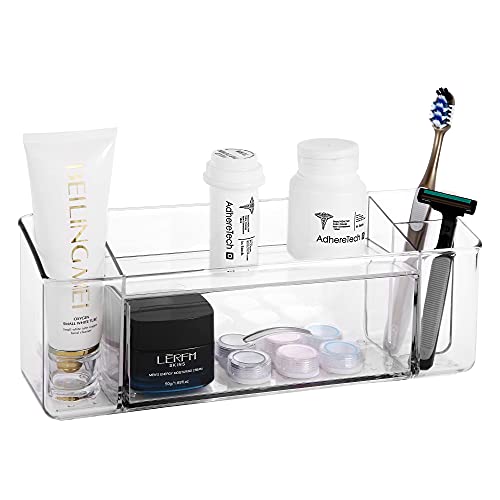 Roselife Bathroom Storage Series, Mirror Cabinet Storage Box for Perfume, Mouthwash, Skin Cream, Facial mask, Comb, Care Lotion, Cotton Ball, etc, PET Material, Clear