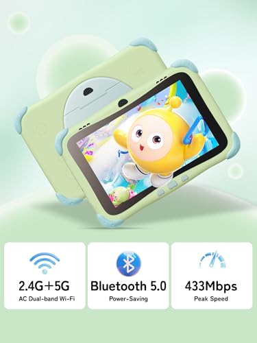 Bwjbsw Tablet Bambini, Tablet Android Da 8 Pollici Per Bambini, Tablet Per Bambini Con Processore Quad-Core, 32GB Rom, Android 14, Google Kids Space, Controllo Parentale, Wifi, Bluetooth 5.0 - 5