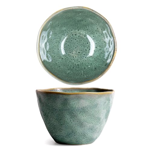 Ausune Ceramic Ramen Bowl, European Style Porcelain Salad Noodles Cereal Fruit Pasta Soup Large Bowls， for Party Camping Men and Women (Peacock Blue)