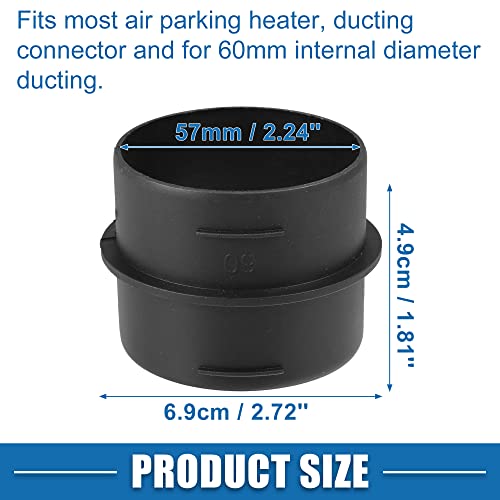 A ABSOPRO Car Air Ducting Connector Straight Air Heater Duct Joiner Connector Pipe 2.36\'\' 60mm OD Plastic Black - Thumbnail 4