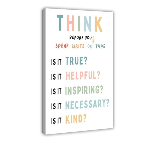 Tableau Think before You Speak déco murale classe et bureau 40x60 cm