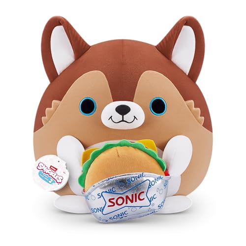 Snackles Series 2 Puppy & Sonic Burger 16 Inch Plush by ZURU, Ultra Soft Plush, Collectible Plush with Real Licensed Brands, Stuffed Animal, Giftable