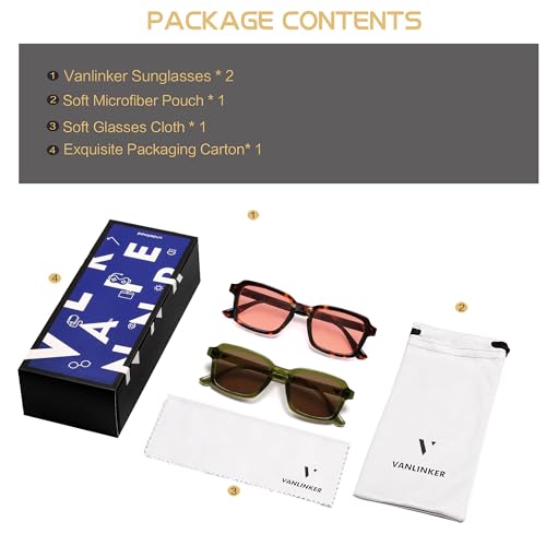 Image of VANLINKER Polarized Trendy Square Sunglasses for Women Men 2026 Retro Chic Cute Shades VL9849