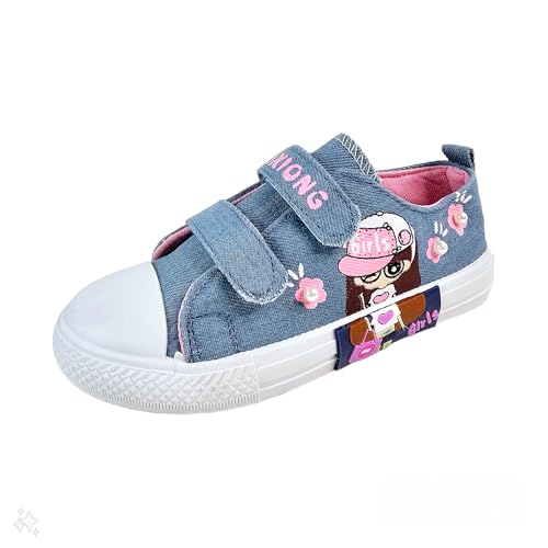 DeCarbonize Kawaii   Zapatillas de lona para niños, para el tiempo libre, ligeras, transpirables, talla 24 35 EU, azul claro, 30 EU