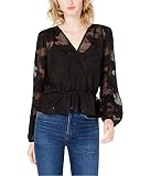 bar III Womens Burnout Peplum Blouse, Black, X-Small