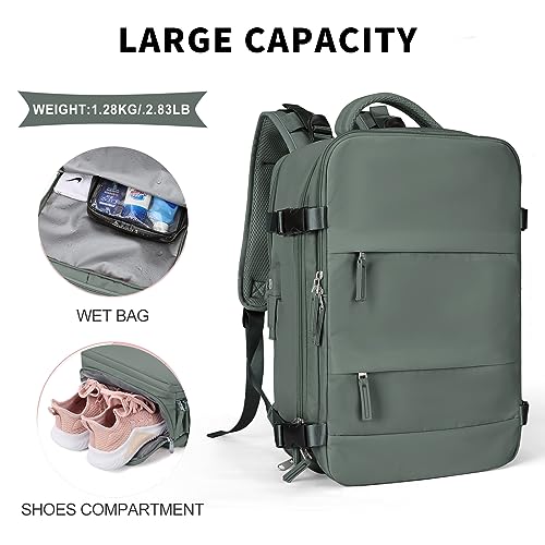 Mochila de viagem coowoz unissex, grande, mala de mão, mochila para trilha, Verde oliva, Large-L