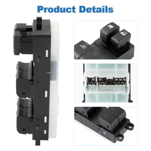 WMPHE Automatic Power Master Window Switch Compatible with Nissan Xterra Frontier 4.0L V6 2005 2006 2007 2008 2009 2010 2011 2012, Driver Left Side 12 Pins, Replacement for 25401-EA003, 901-875