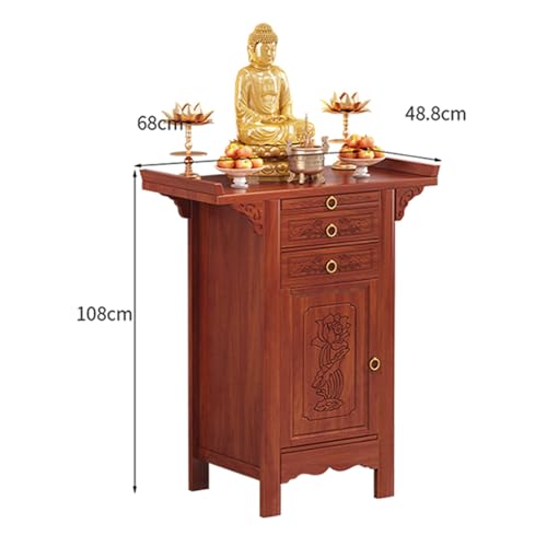 Table d'autel en bambou de 68 cm avec rangement pour prière - 3