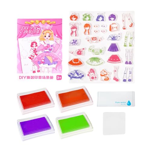 Generisch Juego de sellos para vestir libros, princesas juego de disfraz con diversión creativa para colorear - Juego de viaje colorido para niñas, juego de disfraces para cumpleaños, Pascua