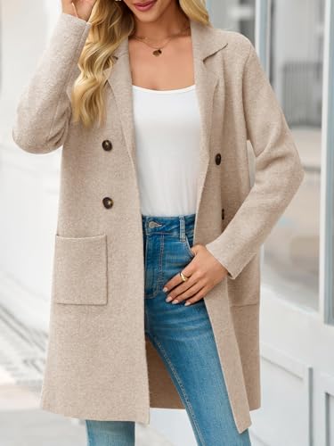 Saodimallsu Womens Long Cardigan Sweaters Open Front Knit Dressy Casual Chunky Lapel Coatigan Fall Sweater Blazer Coats3