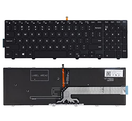 Keyboard Replacement for Dell inspiron 15 3000 5000 3541 3542 3543 3551 3552 3558 3593 5542 5545 5547 5755 5551 5558 5552 5758 5759 5559, inspiron 17 5000 5748 5749 5755 5758 5759 Laptop with Backlit - Thumbnail 4