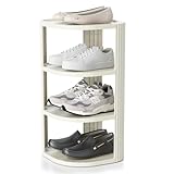 NestSprout 4 Tiers Corner Shoe Rack - Free Standing Shoe Shelf for Entryway Bedroom Closet, Vertical Shoe Organizer for Small Space, Expandable Shoe Cubby, Multi-Purpose Plastic Rack