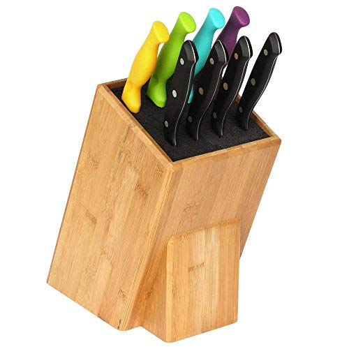 Mantello XL Universal Bamboo Wood Knife Block Storage Holder Organizer - Thumbnail 5