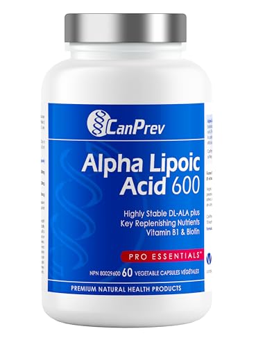 CanPrev – Alpha Lipoic Acid 600mg, 60 v-caps – Antioxidant, Cardiovascular, Daily Detox & Blood Sugar Support Supplement – Replenishing Nutrients B1, Biotin & R Alpha Lipoic Acid 600mg for Neuropathy