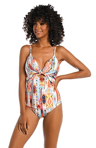 Maillot de bain une pièce femme La Blanca torsadé noir bleu ocean