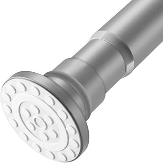 XQIYY Adjustable Shower Curtain Rod 28–48 Inches – Rustproof Spring Tension Rod for Windows & Bathrooms, No Drilling, Heavy Duty with Dual Brackets, Fits Smooth & Rough Surfaces, Grey