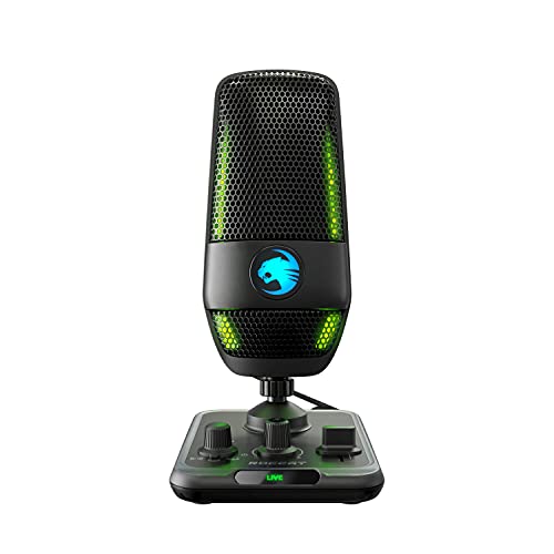 ROCCAT Torch USB Microphone, Studio-Grade Audio, PC Computer Gaming Wired Mic, RGB AIMO Lighting with Indicator, For Streaming, Recording, Podcasting, Quick Mute, Boom Arm Compatible, Black #1