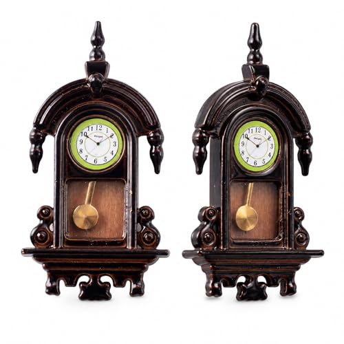 LUOZZZY 2pcs Vintage Miniature Wall Clocks with Pendulum for 1:12