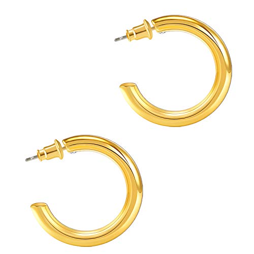 Chunky-Gold-Hoop-Earrings-for-Women-18K-Thick-Open-Hoops-Super-Lightweight-Round-Tube-Minimalist-Hypoallergenic-High-Gloss-Hoop-Earrings-for-Women-Jewelry-Gift