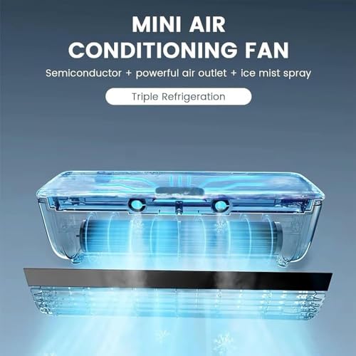Aire acondicionado portátil de pared sin taladro mini ventilador recargable para camping 2