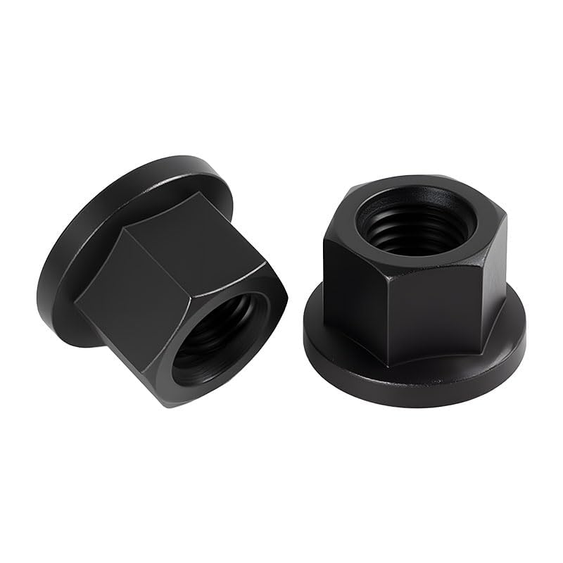 2Pcs M16 Flange Hex Lock Nuts, Grade 10.9 Carbon Steel Black Oxide Finish for Mechanical Assembly and Equipment Fixing