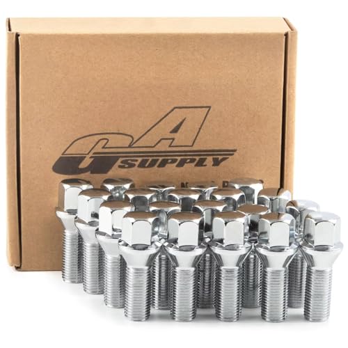 GAsupply M14x1.5 Lug Bolts 28mm Shank, 17mm Hex Conical Seat Chrome, 20pcs