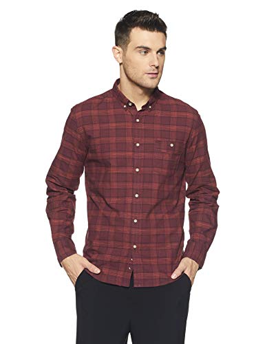 Image of Flying Machine Men's Solid Slim Fit Casual Shirt (FMSH8516 Wine Small)