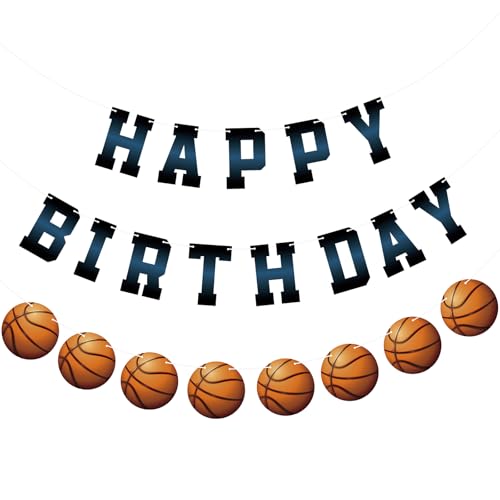 Adecortalk Basketball Happy Birthday Banner Basketball Birthday Party Decorations for Boys Basketball Party Supplies Sports Theme Party Decorations Basketball Birthday Sign