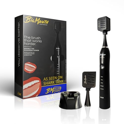 Dr Bobbi Big Mouth Electric Toothbrush for Adults | Ultrasonic Rechargeable Tooth Brush with 5 Cleaning Modes & 2-Minute Smart Timer | Extra Electric Toothbrush Heads Included | Black