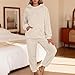 hmbudp Womens Pajama Sets Solid Color Fuzzy Hood Loose Loungewear 2 Piece Winter Warm Casual Fashion Sleepwear Outfits