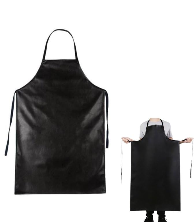 Xelmorant 39.3" Waterproof Apron PU Apron Adjustable Aprons for Men Women Black Heavy Duty Chemical Resistant Work Apron Extra Long Aprons for car wash Lab Butcher Cooking Kitchen BBQ