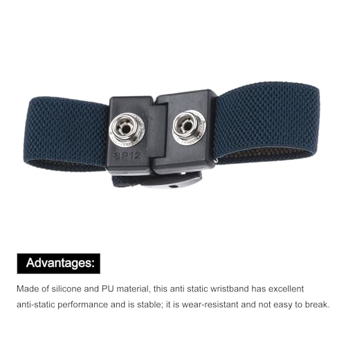 Image of MECCANIXITY 3Pcs Anti Static Wrist Strap, Dual Circuit Antistatic Bracelet Adjustable Cordless for Computer Electronics Repair Blue Gray