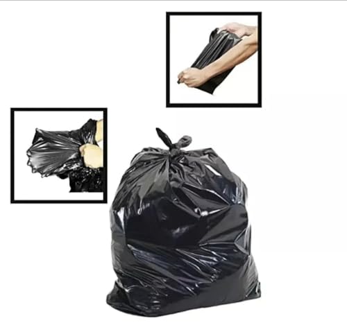 Image of Medium Garbage Bags 19x21 Inches | 90 Bags (30 Bags x 3 Rolls) | Black Dustbin Bags | Strong Leak-Proof Trash Bags (pack of 3) 3 count