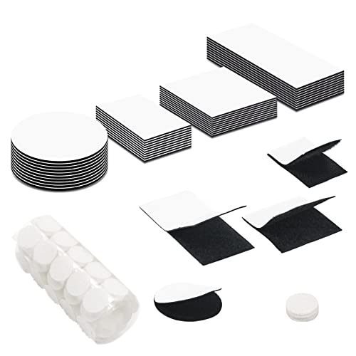 100 Stück Klettband Selbstklebend Extra Stark Set, 40 Stück Doppelseitiges Klebeband Klettverschluss Abnehmbar und 60 Stück Klettpunkte Selbstklebend 20mm für Wände Boden Tür Gläser Metall Cover