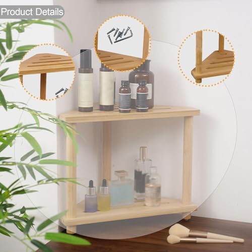 Tabouret de douche d'angle cylindrique avec étagère à 2 niveaux et repose-pieds - 6