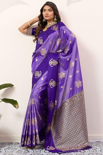 Image of SGF11 Women's Kanjivaram Pure Soft Silk Saree With Unstitched Blouse Piece