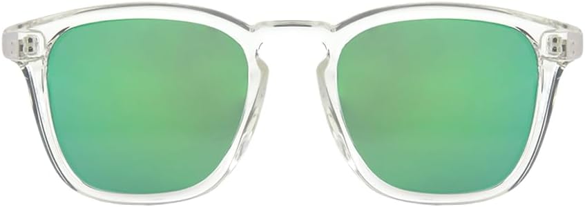 JINGS Polarized Square Sunglasses for Men & Women – Trendy Transparent Crystal Frame with Mirrored Lens, UV400 Protection