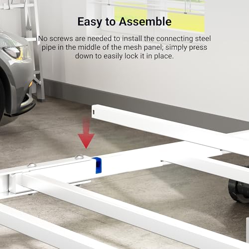 Image of FLEXIMOUNTS 4x8 Overhead Garage Storage Rack with 6 Hooks, 2 Pack, White