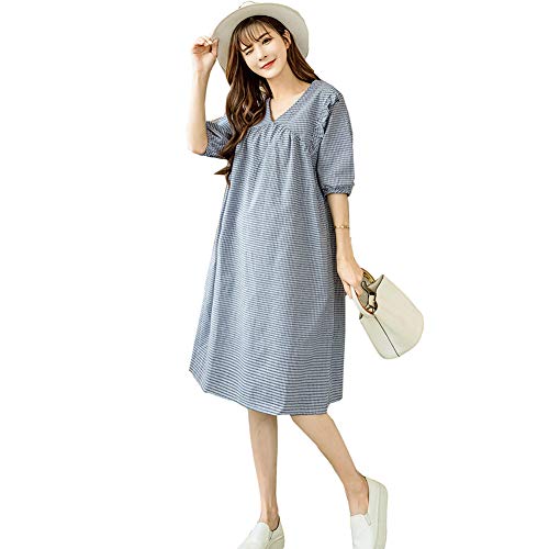 Vestido feminino largo casual xadrez de meia manga com decote em V grande da ACHICOO para grávidas,