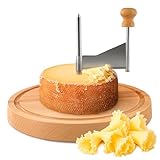 Cheese Curler Wheel - Stainless Steel Cheese Shaver & Girolle Made for TΓͺte de Moine to Create Beautiful Rose-Shaped Cuts Revealing Its Rich Flavor - Girolle Shaver with Sharp Blade, Wood Base