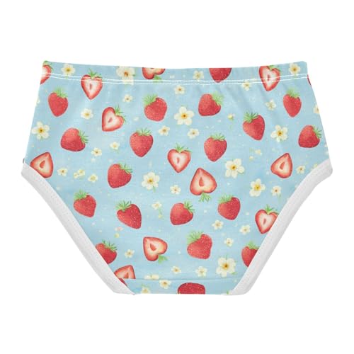 Wusikd Watercolor Strawberries Girls' Underwear Cotton Hearts Girls Briefs Soft Toddler Underwear 2T2