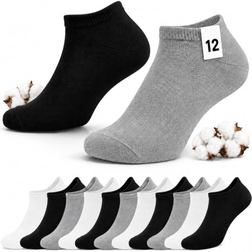 PS PROUTHS 12 Pares Calcetines Tobilleros Hombre Mujer – Calcetines Cortos Hombre Mujer Transpirables Verano, Ajuste Anticaída (FR/ES, Números, 40, 46, Regular, Regular, SURTIDO)