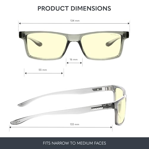 Gunnar Gafas para Videojuegos y Ordenador | Vertex, Color de Montura: Smoke, Tente de Lentes: Ámbar (Bloques 65% de Luz Azul y 100% de UV) | con filtro de Luz Azul | Lente Patentada - imagen 2