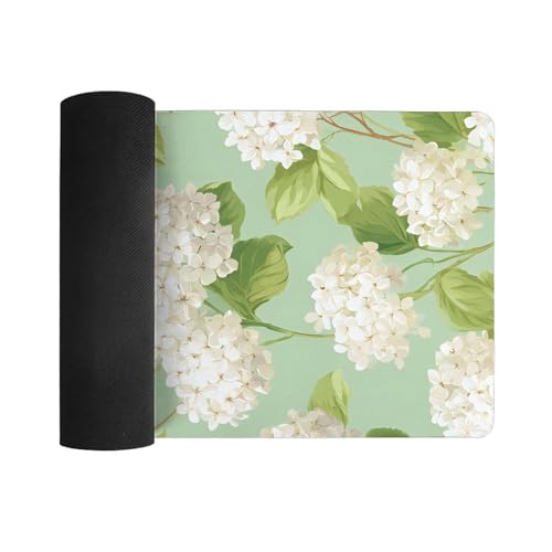Image of Green Hydrangea Flower Extended Gaming Mouse Pad, with Stitched Edges Large Mouse Pad Desk Protector, Rubber Base Mousepad Keyboard Mouses Mat for Work Game Office Home- 32 inch X 16 inch Inch
