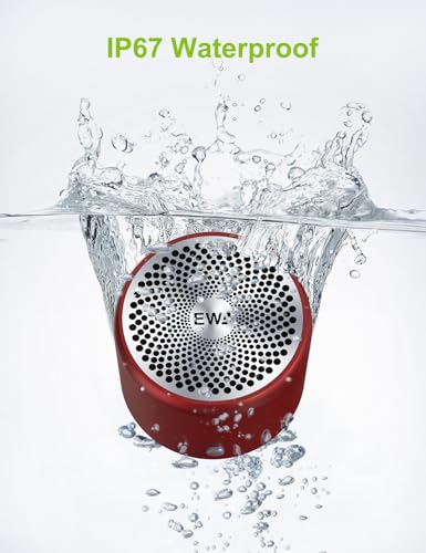 Image of EWA Travel Case Packed, A106 Pro Portable Bluetooth Speaker with Custom Bass Radiator, Brief Design, IP67 Waterproof, Perfect Mini Speaker for Shower, Room, Bike, Car (Red)