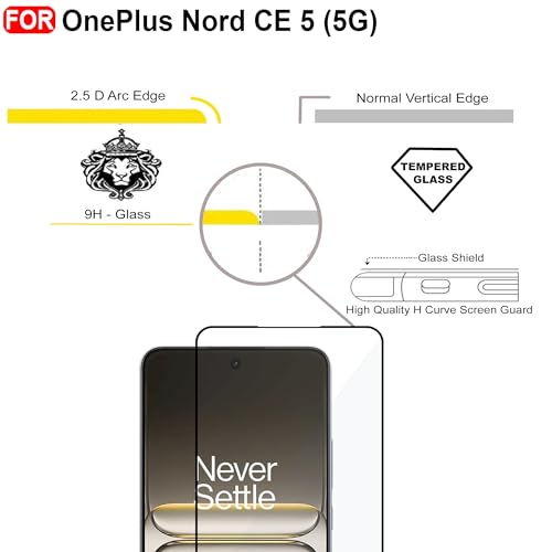 Image of CEDO Tempered Glass for OnePlus Nord CE 5 (5G) | Screen Protector Full HD Quality Tempered Glass Anti-Scratch Edge to Edge Coverage with Easy Installation Kit (Black)