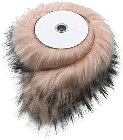Furryvalley Faux Fur Trim Raccon Fox Fur Ribbon Craft Furry Stripe for Slippers Slides Fringe 2 Yards (Dusty Pink)