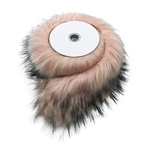 Furryvalley Faux Fur Trim Raccon Fox Fur Ribbon Craft Furry Stripe For Slippers Slides Fringe 2 Yards (Dusty Pink) #TOP3