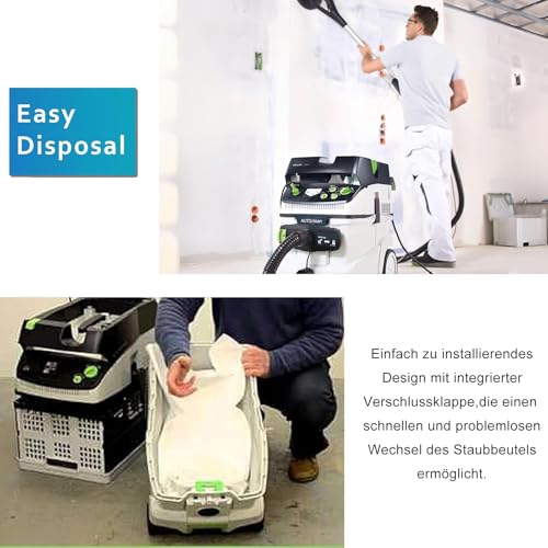8 Stück Staubsaugerbeutel für Festool CT 36 / CTM 36 E/CTL 36 E CLEANTEC Serie, Große Kapazität Filtersack Dust Extractor Ersatzteile Zubehör SC FIS-CT 36