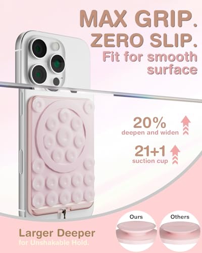 Sembo Magnetic Suction Phone Mount for MagSafe Case, Silicone Octo Cup Buddy Sticky Grip Holder for iPhone, Removable Hands-Free Selfie/Video for TikTok Influencers, Women Gift - Image 5